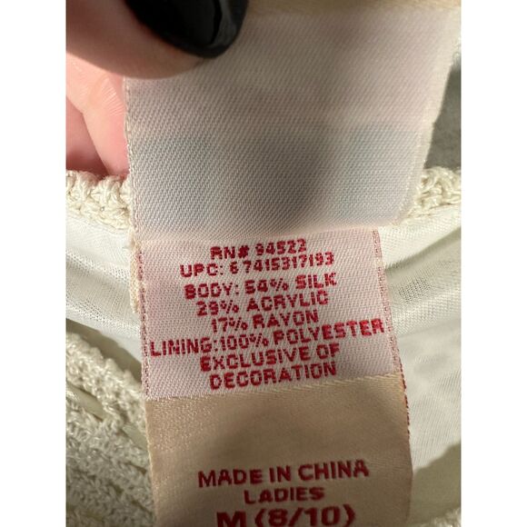 Vintage Y2K Cream Silk Blend Crochet Tie Bust Babydoll Tank Size Medium 8 - 10 - Picture 3 of 5